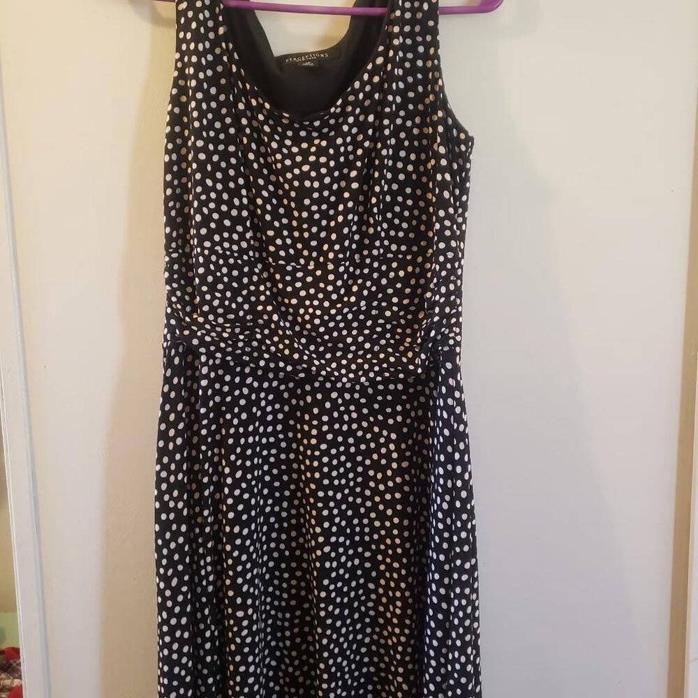 Womens perceptions black white polka dots dress size 10